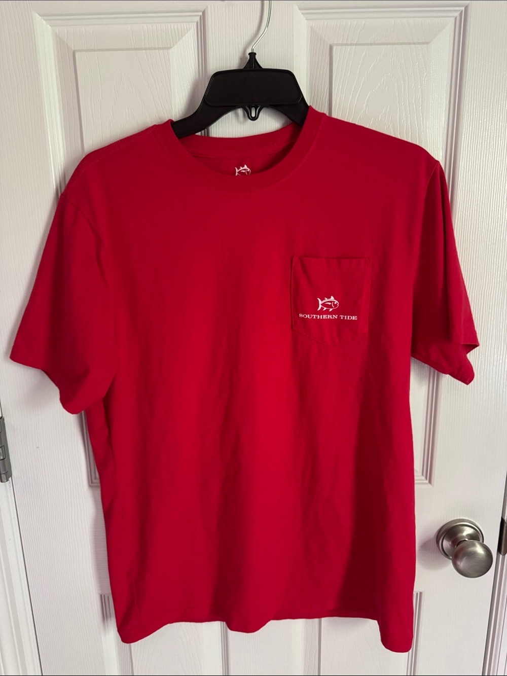 Southern Tide Women's Red Short Sleeve Pocket Tee